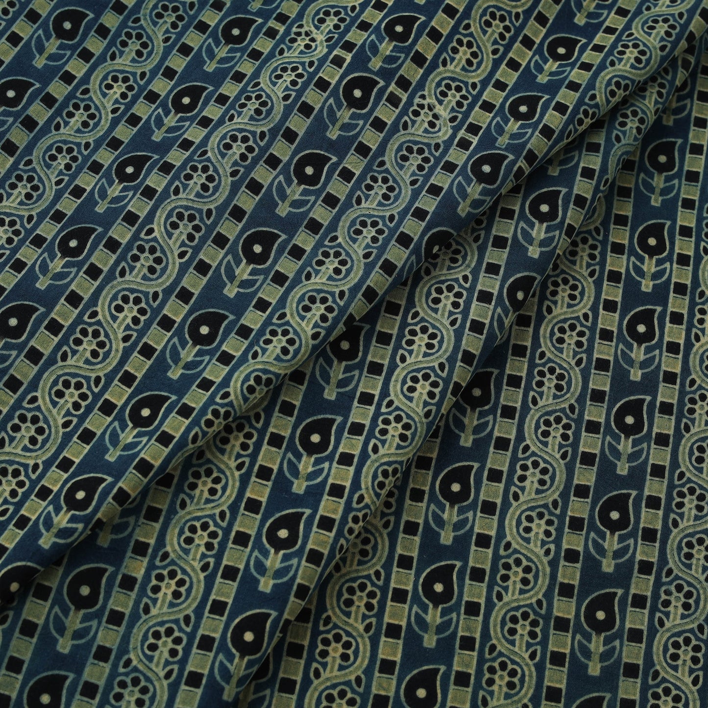 Natural dyed cotton kutch hand block ajrakh print fabric 56