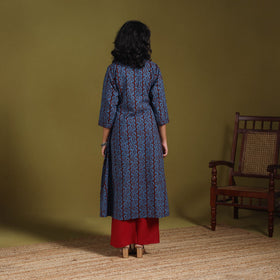 Blue - natural dyed cotton a-line bagh kurta 10