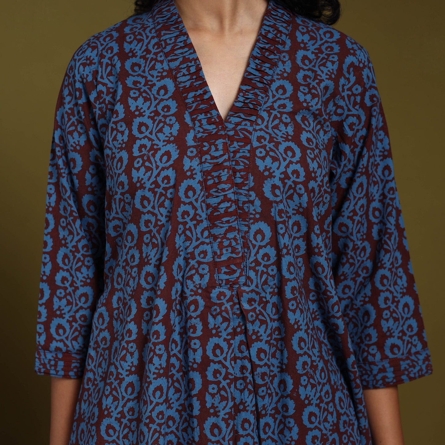 Blue - natural dyed cotton a-line bagh kurta 10