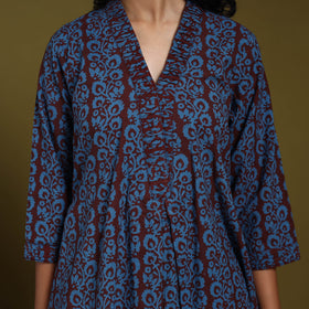 Blue - natural dyed cotton a-line bagh kurta 10