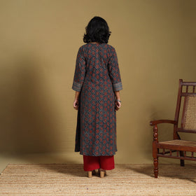 Blue - natural dyed cotton a-line hand kurta 16