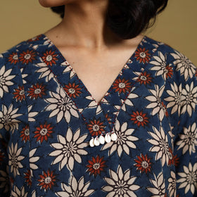 Blue - natural dyed cotton a-line hand kurta
