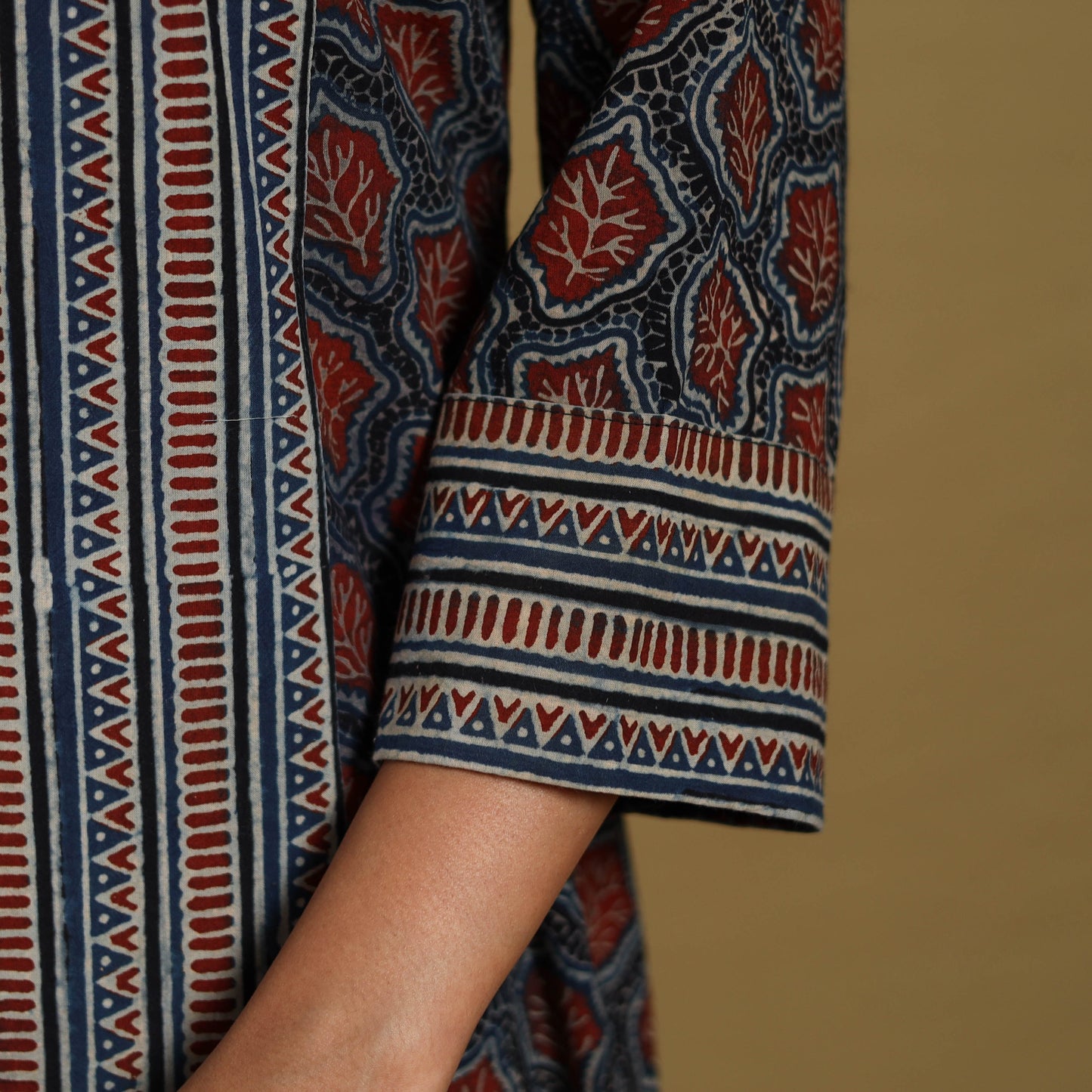 Blue - natural dyed cotton a-line hand kurta 16