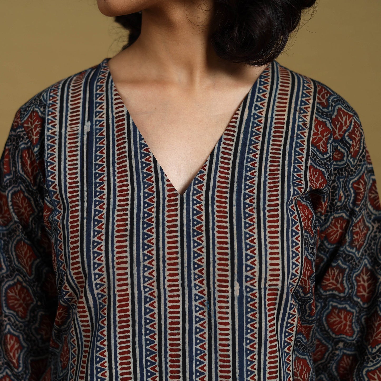 Blue - natural dyed cotton a-line hand kurta 16