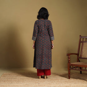 Blue - natural dyed cotton a-line hand kurta 16