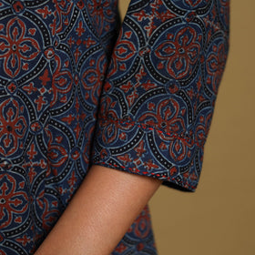 Blue - natural dyed cotton a-line hand kurta