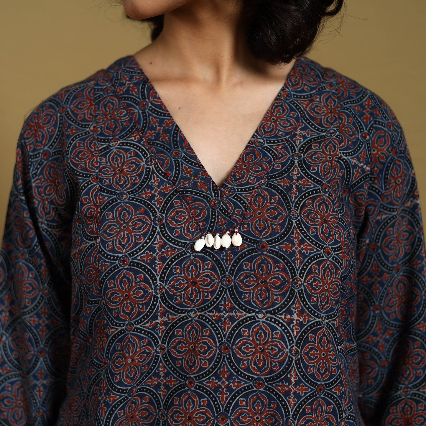 Blue - natural dyed cotton a-line hand kurta