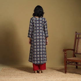 Blue - natural dyed cotton a-line hand kurta