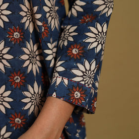 Blue - natural dyed cotton a-line hand kurta