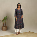 Blue Block Print Natural Dyed Cotton A-Line Ajrakh Kurta