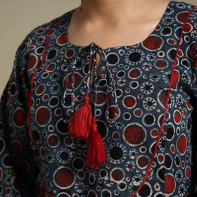 Blue Block Print Natural Dyed Cotton A-Line Ajrakh Kurta