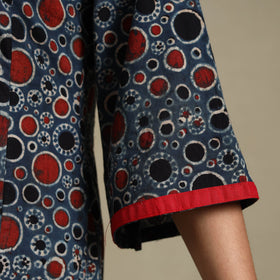 Blue Block Print Natural Dyed Cotton A-Line Ajrakh Kurta
