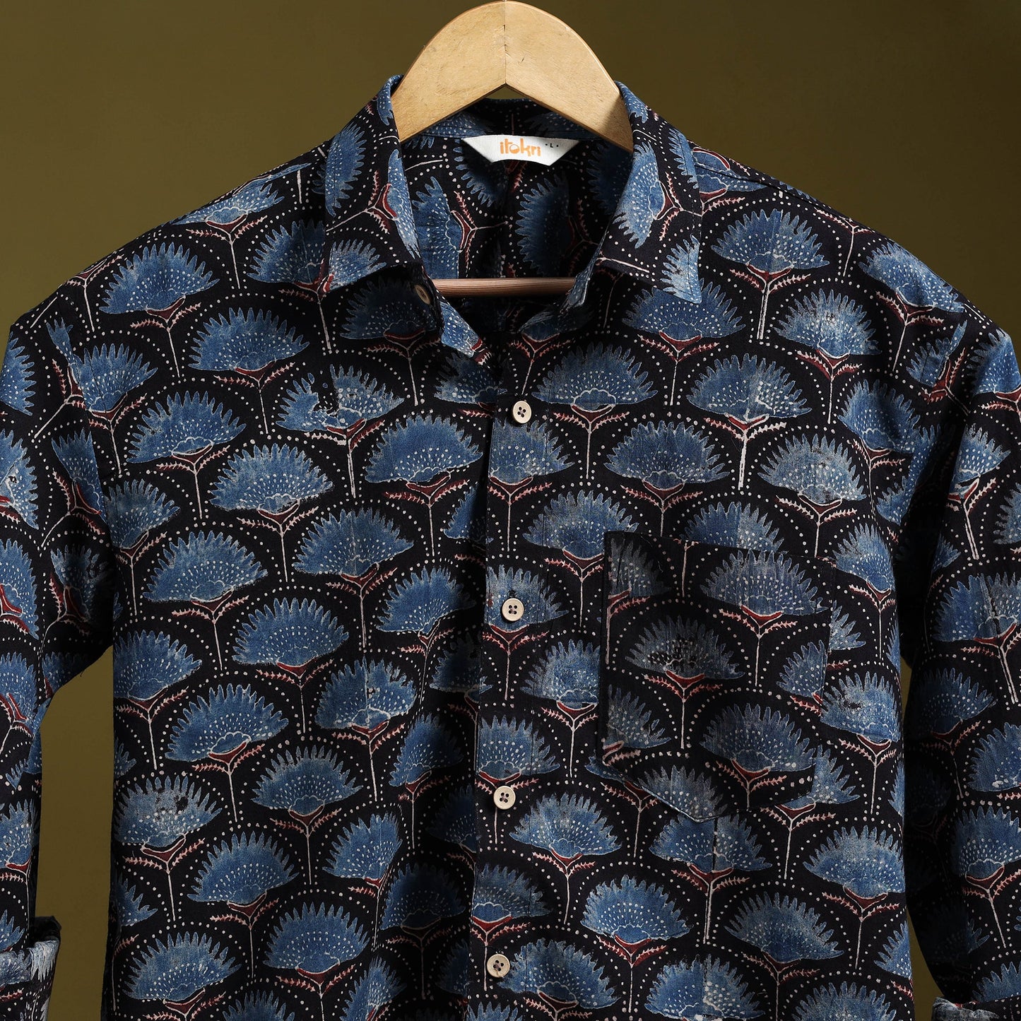 Blue - natural dyed cotton men full sleeve shirt 12