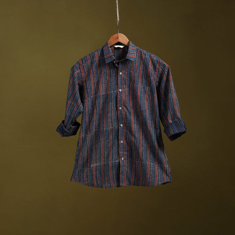 Blue - natural dyed cotton men full sleeve shirt 14
