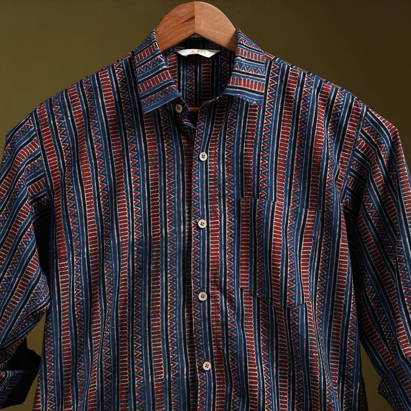Blue - natural dyed cotton men full sleeve shirt 14