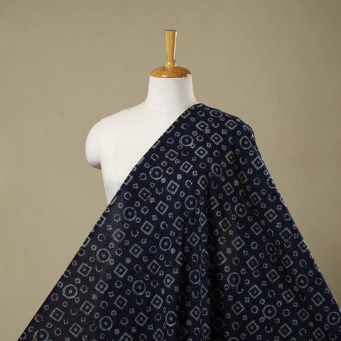 Blue - natural dyed cotton nandana fabric 01 - handcrafted