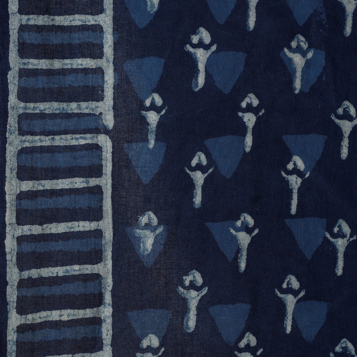 Blue - natural dyed cotton nandana fabric 03 - handcrafted