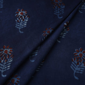 Blue - natural dyed cotton nandana fabric 04 - handcrafted
