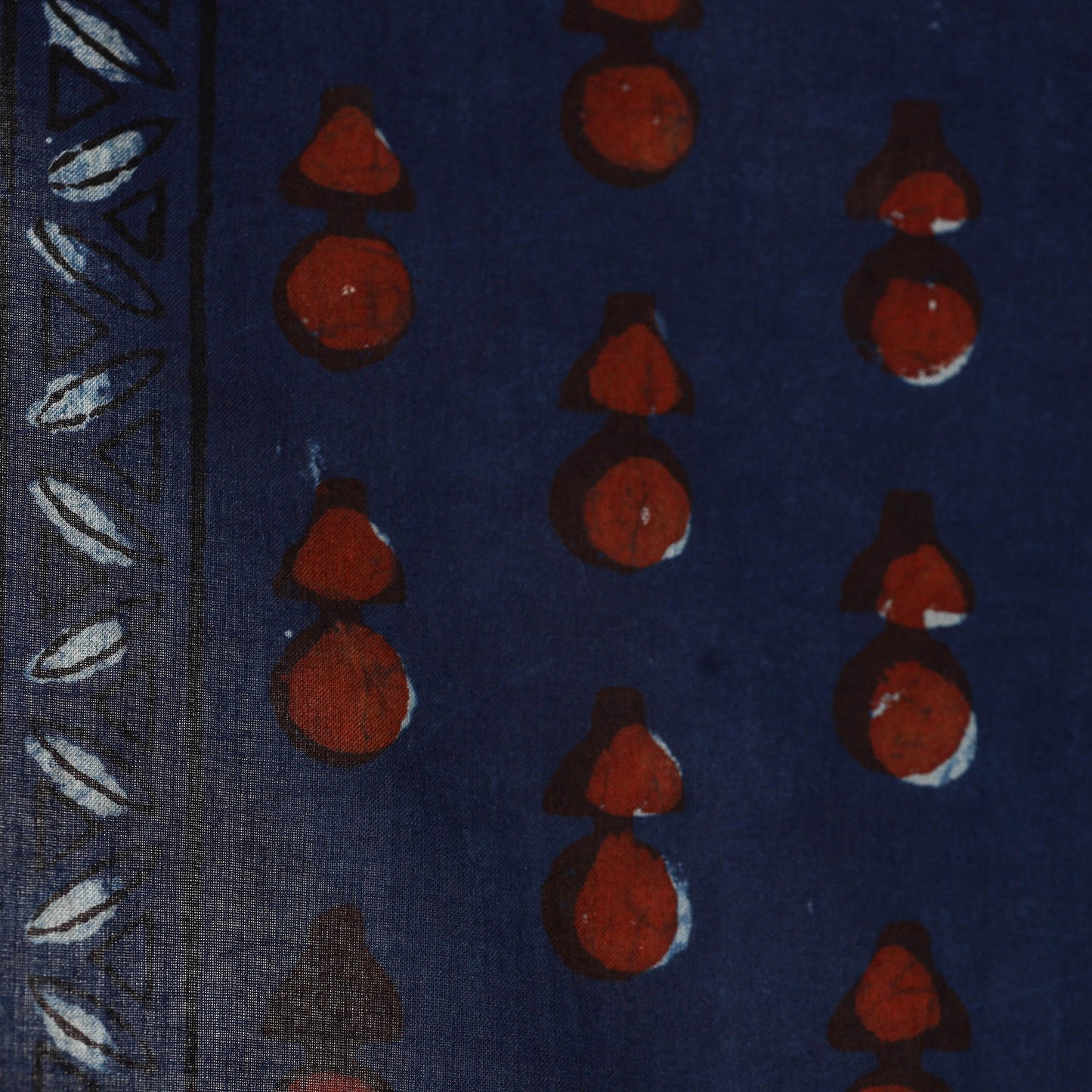 Blue - natural dyed cotton nandana fabric 04 - handcrafted