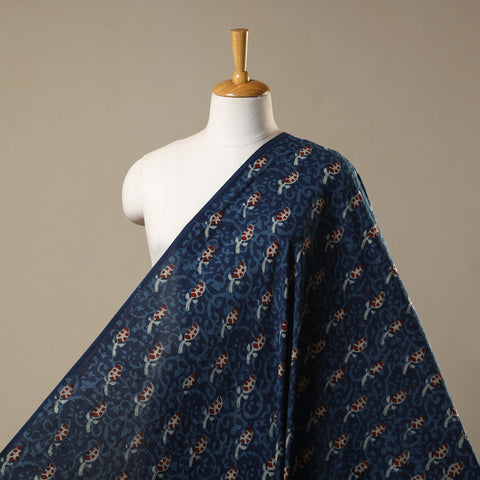 Blue - natural dyed cotton nandana fabric 06 - handcrafted