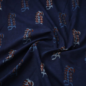 Blue Natural Dyed Block Print Cotton Nandana Fabric