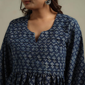 Natural dyed cotton pintuck tiered dress 02 - handcrafted