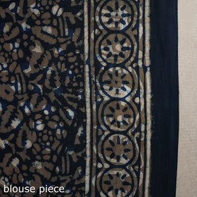 Blue - natural dyed cotton pipad saree 01 - handcrafted