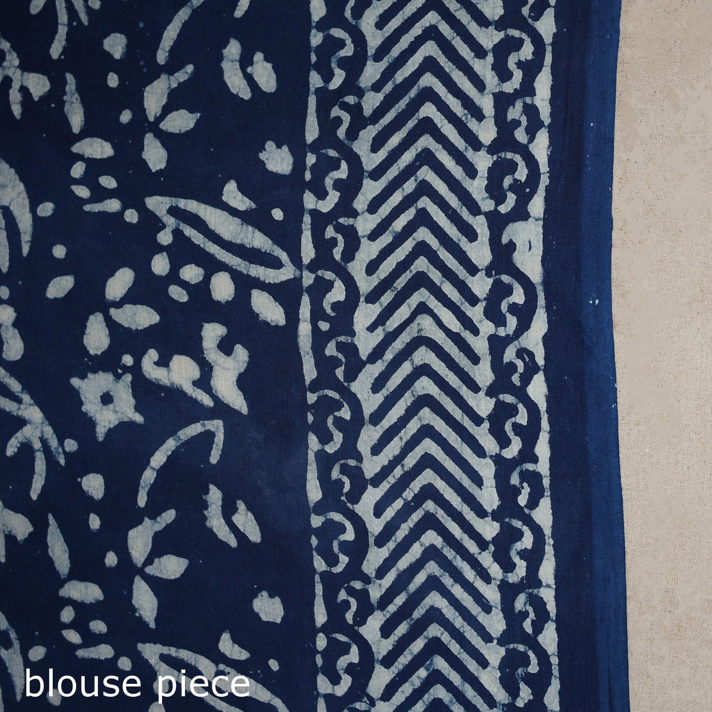 Blue - natural dyed cotton pipad saree 09 - handcrafted