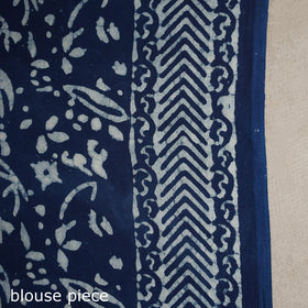 Blue - natural dyed cotton pipad saree 09 - handcrafted