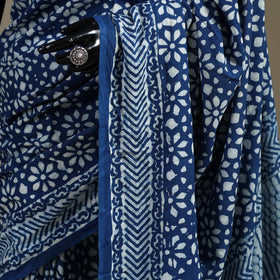 Blue - natural dyed cotton pipad saree 09 - handcrafted