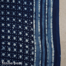 Blue - natural dyed cotton pipad saree 11 - handcrafted