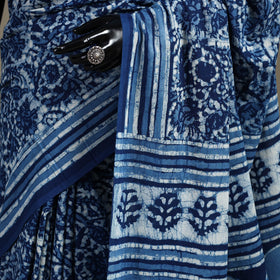 Blue - natural dyed cotton pipad saree 11 - handcrafted
