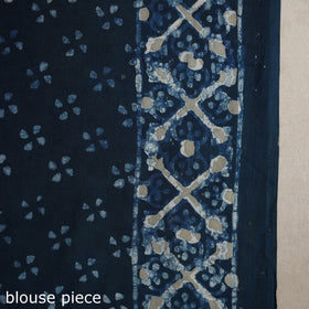 Blue - natural dyed cotton pipad saree 14 - handcrafted