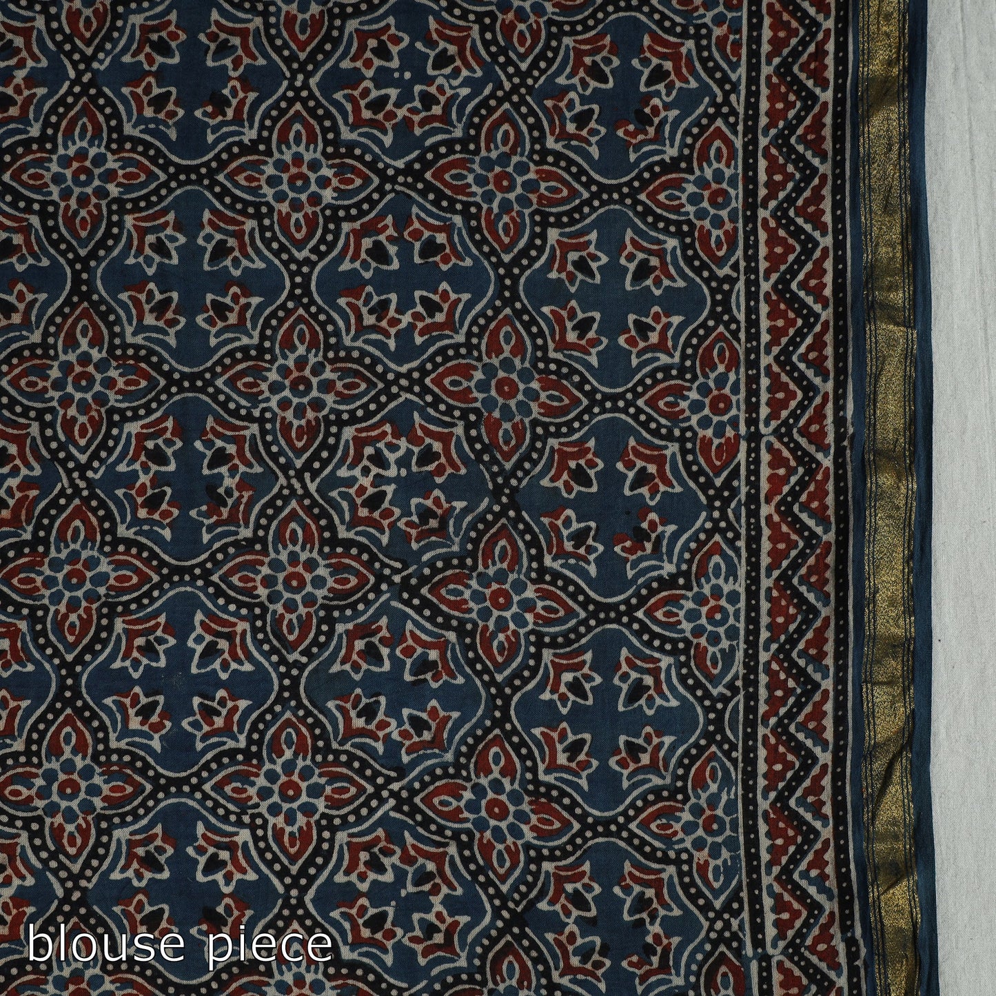 Buy Natural Dyed Block Print Cotton Ajrakh Saree