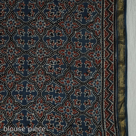 Buy Natural Dyed Block Print Cotton Ajrakh Saree