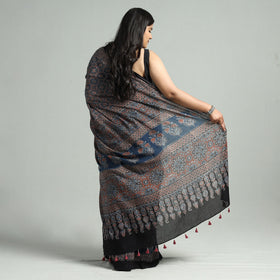 Buy Natural Dyed Block Print Cotton Ajrakh Saree