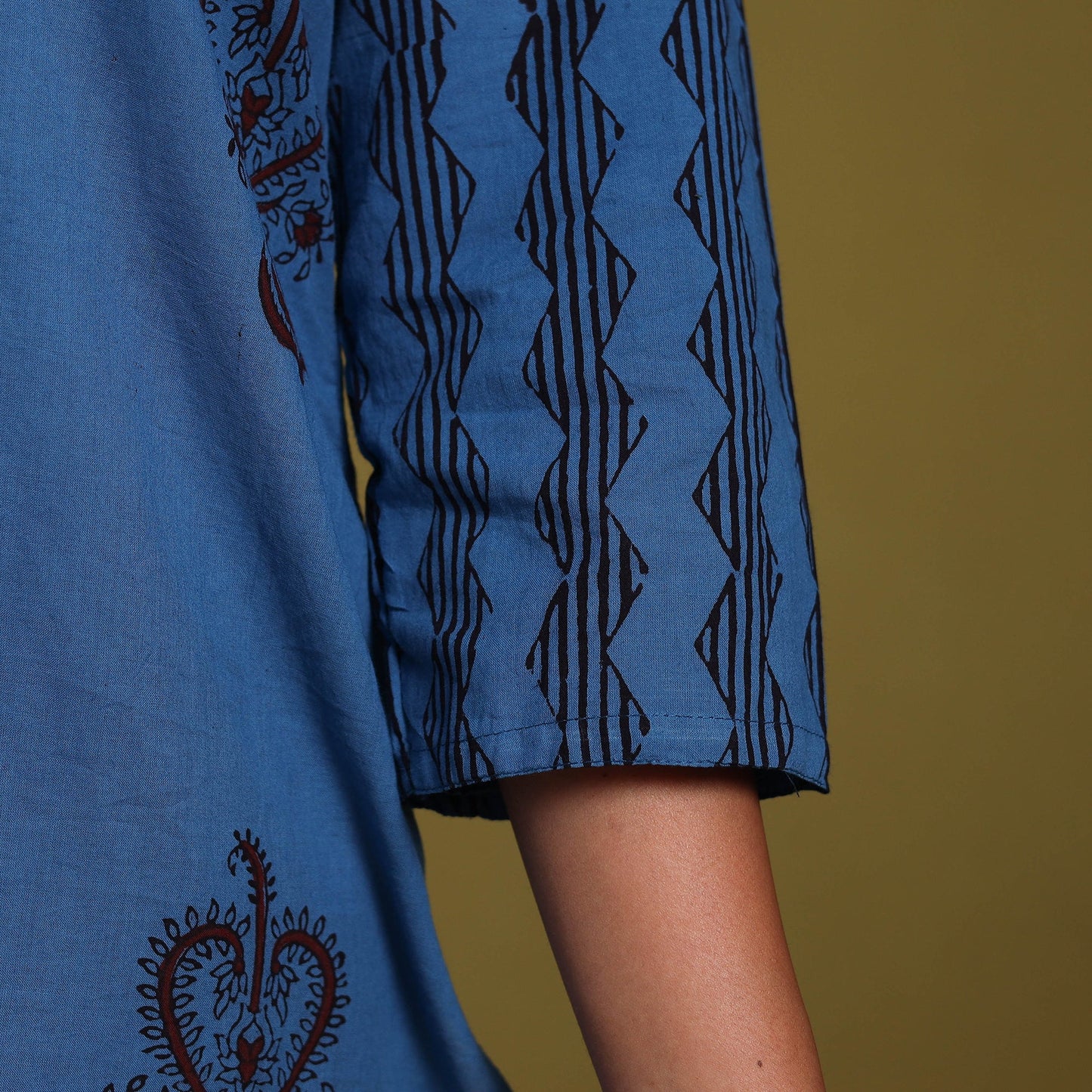 Blue - natural dyed cotton straight bagh kurta 09
