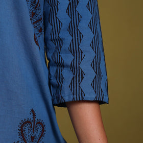 Blue - natural dyed cotton straight bagh kurta 09