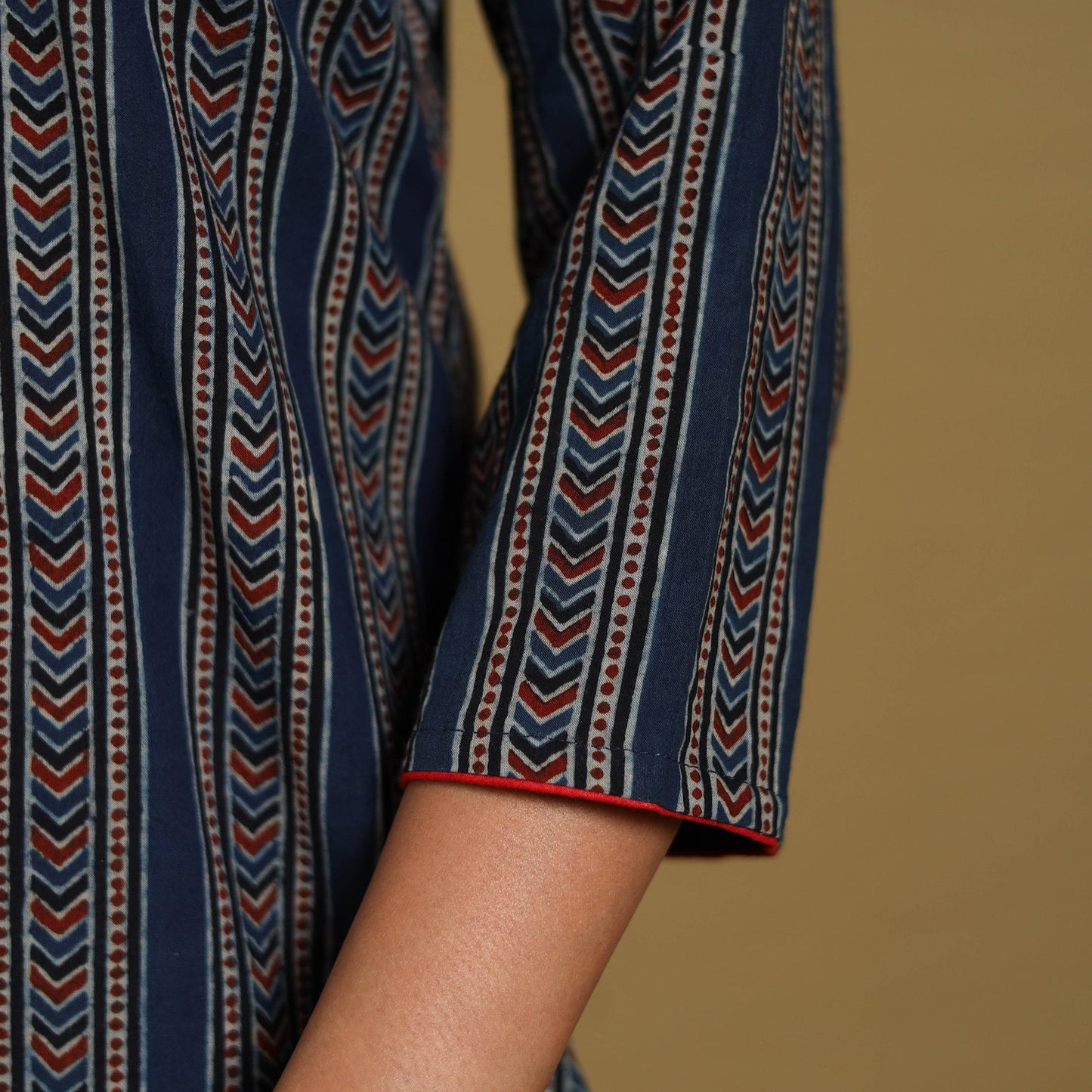 Blue - natural dyed cotton straight hand kurta 24