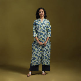 Natural dyed cotton straight kurta for women 09