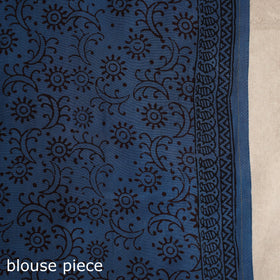 Blue - natural dyed dola silk bagh saree with zari border