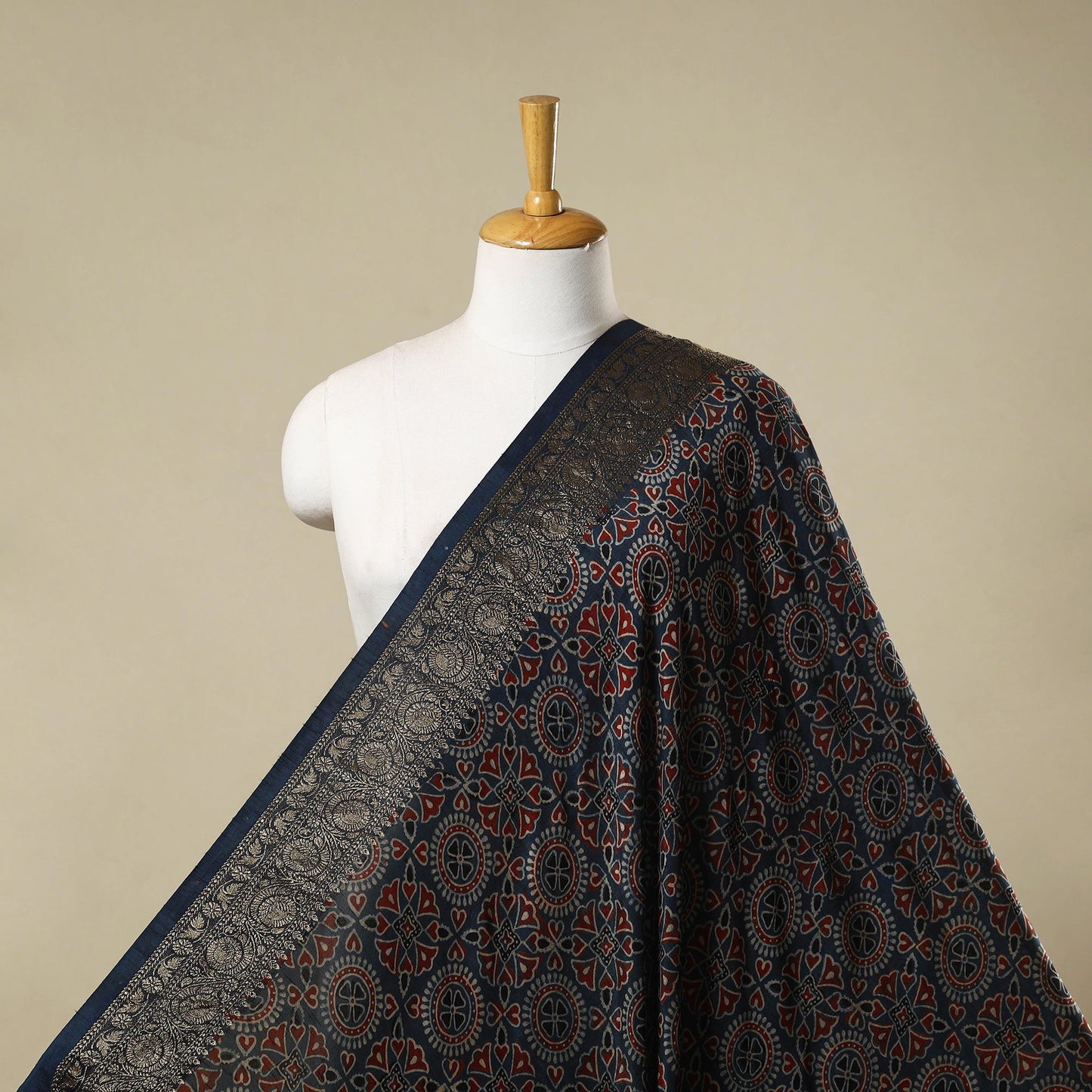 Natural dyed dola silk hand fabric 42 - handcrafted
