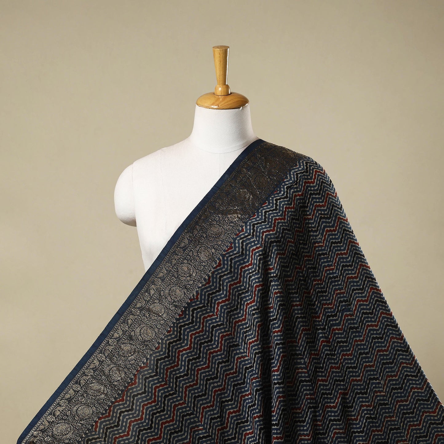 Natural dyed dola silk hand fabric 68 - handcrafted