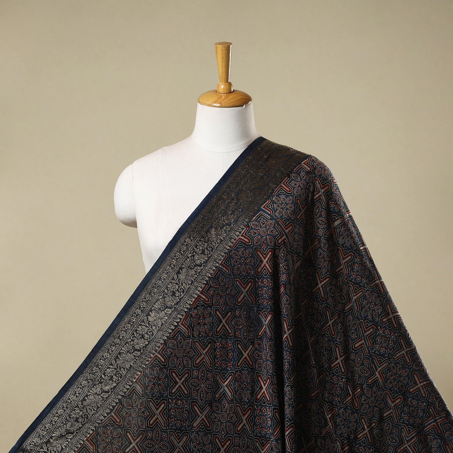 Natural dyed dola silk hand fabric 37 - handcrafted