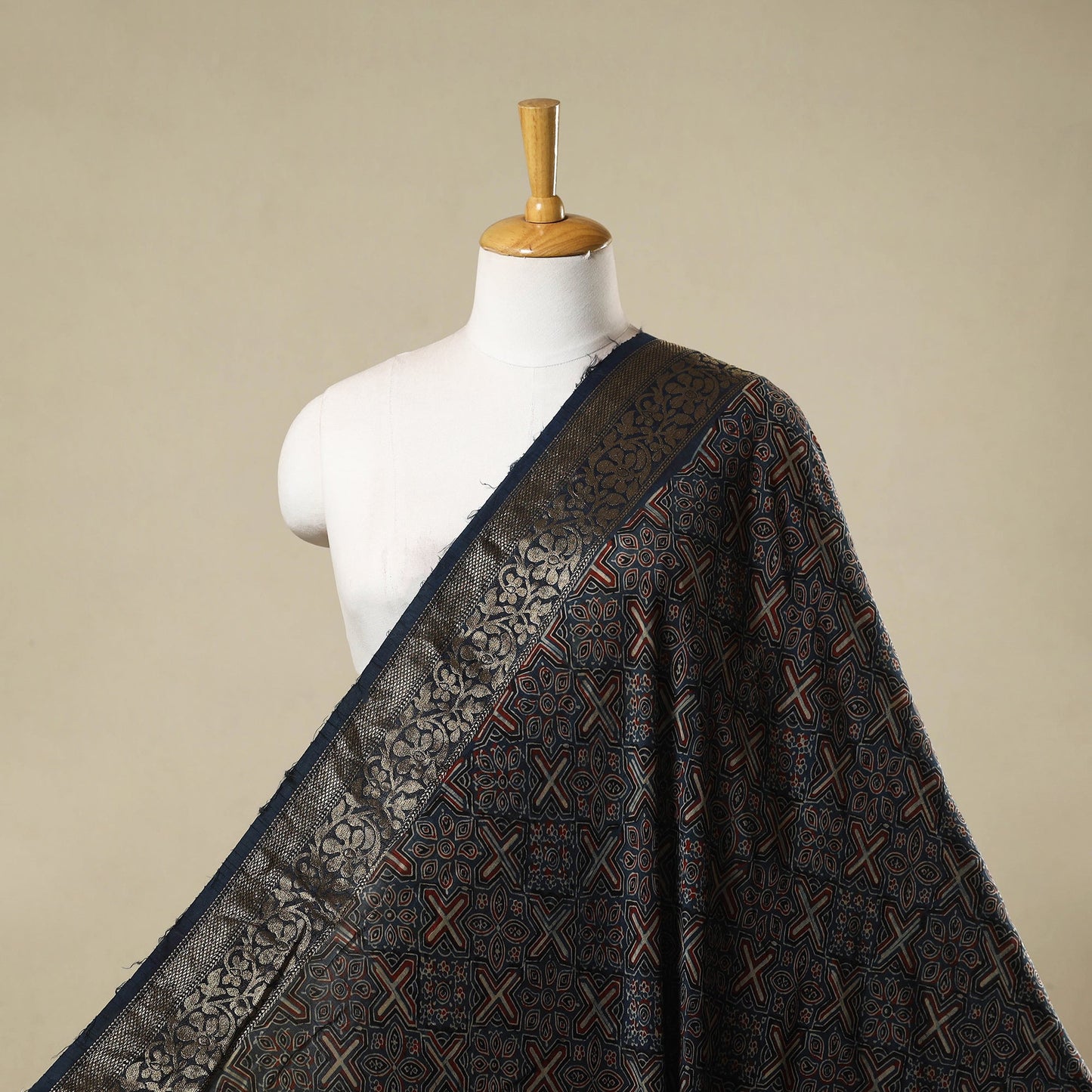 Natural dyed dola silk hand fabric 46 - handcrafted