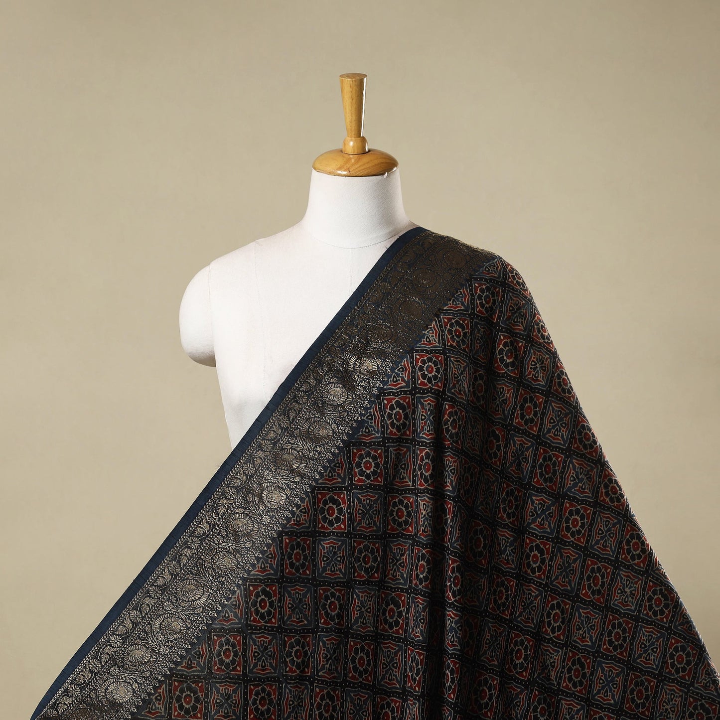 Natural dyed dola silk hand fabric 58 - handcrafted