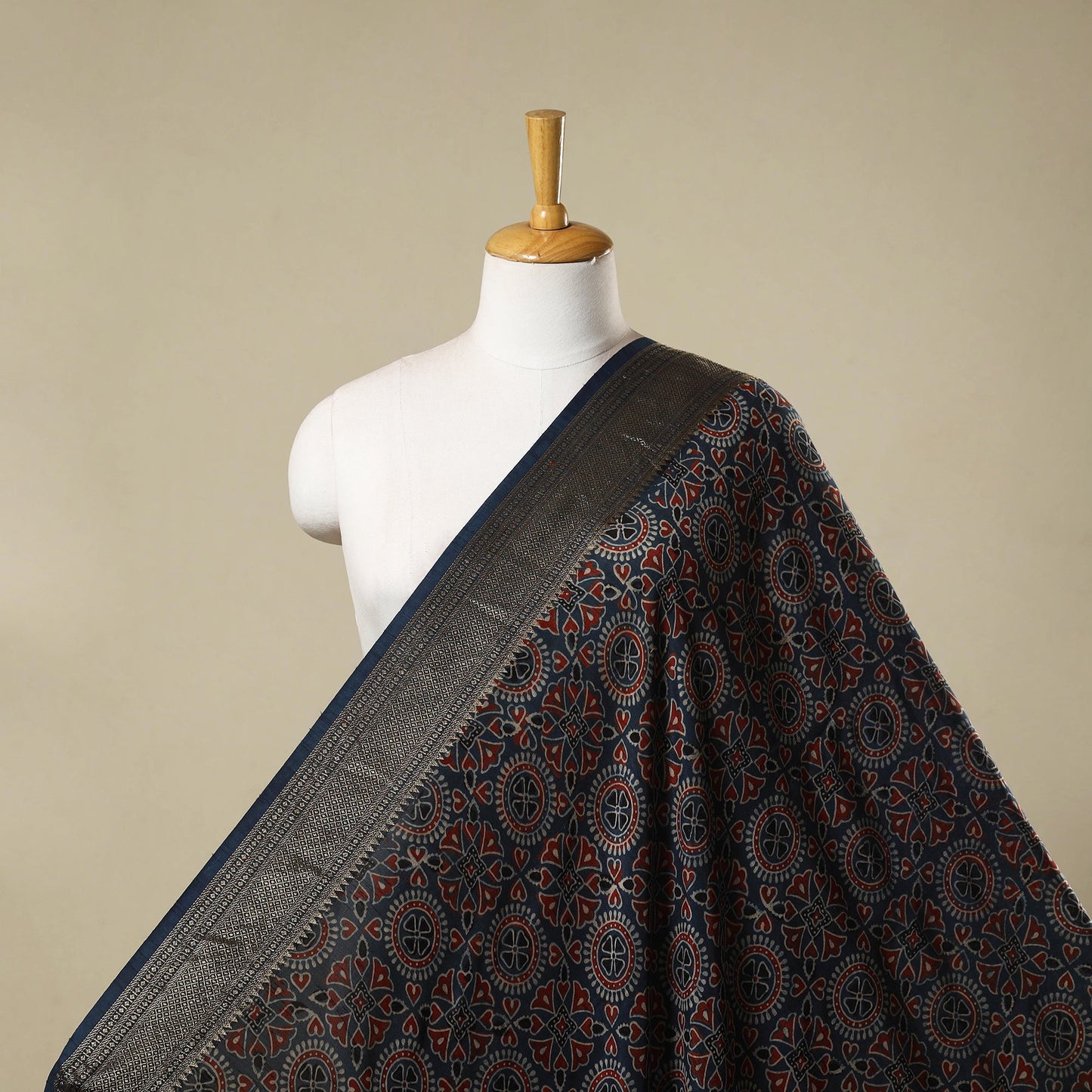 Natural dyed dola silk hand fabric 69 - handcrafted