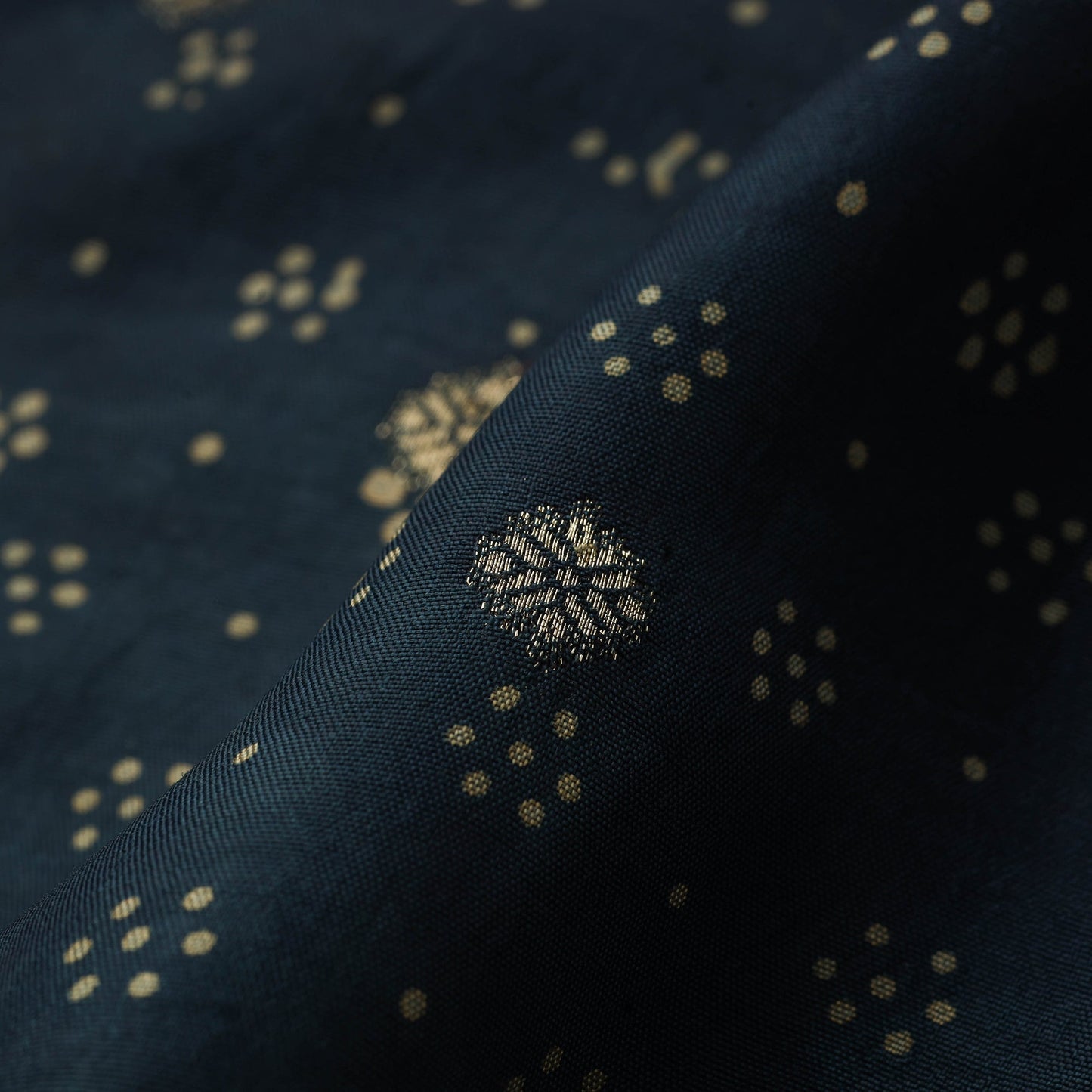 Natural dyed dola silk jacquard buti fabric 03 - handcrafted