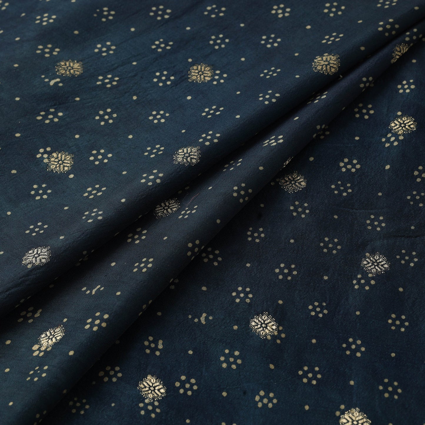 Natural dyed dola silk jacquard buti fabric 03 - handcrafted