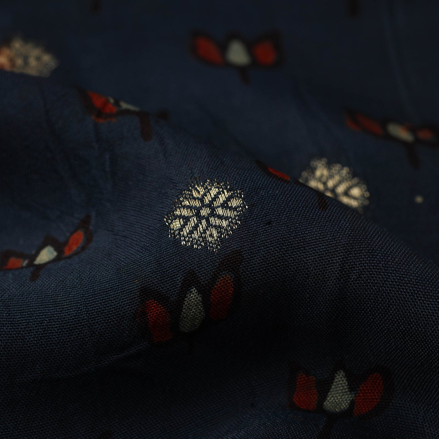 Natural dyed dola silk jacquard buti fabric 09 - handcrafted